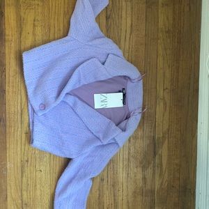 Zara cropped blazer sweater lilac
